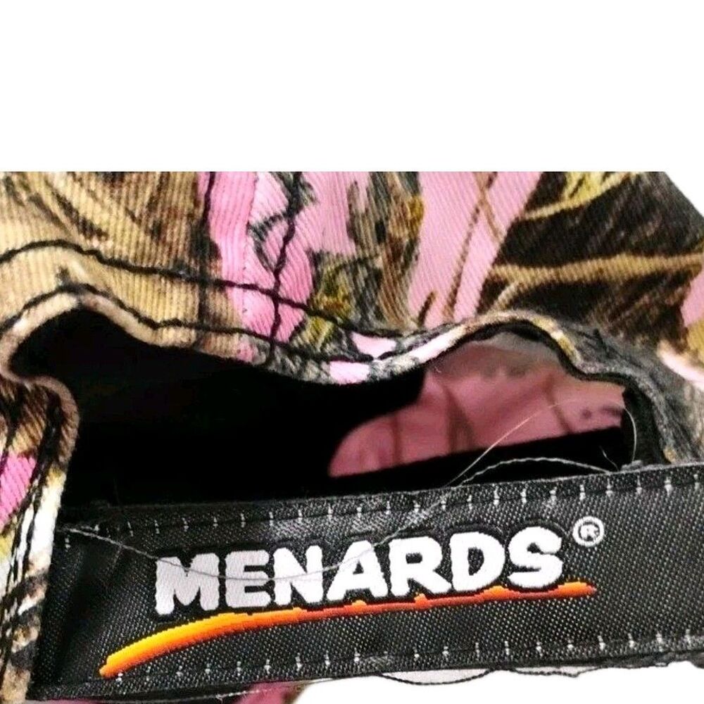 MENARDS PINK CAMO LADIES BASEBALL CAP HAT HUNTING OUTDOOR STRAPBACK LOGO KEYWORD - Picture 3 of 4